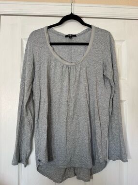 7 For All Mankind Heather Gray Scoop Neck Long Sleeve Tee